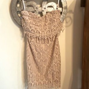 Sand Lace Strapless Buckle Dress 🍂